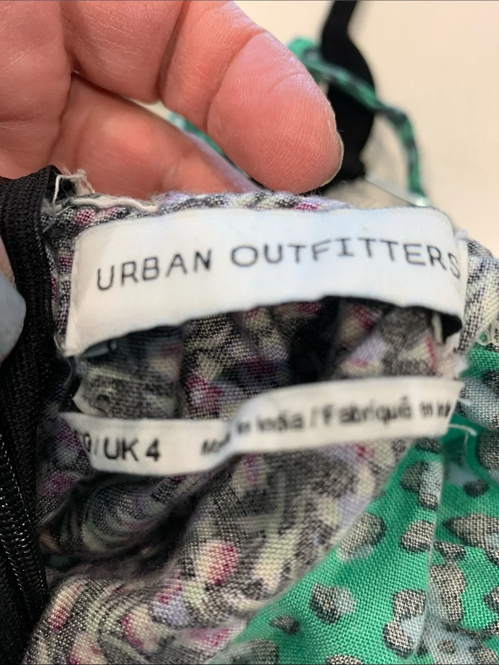 Urban Outfitters multi Print apron style Halter Dress smocked bodice US 0. UK4 - Picture 2 of 9
